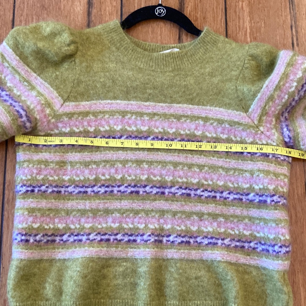 Sezane Green Stripe Mohair Blend Sweater size Small - Picture 6 of 9